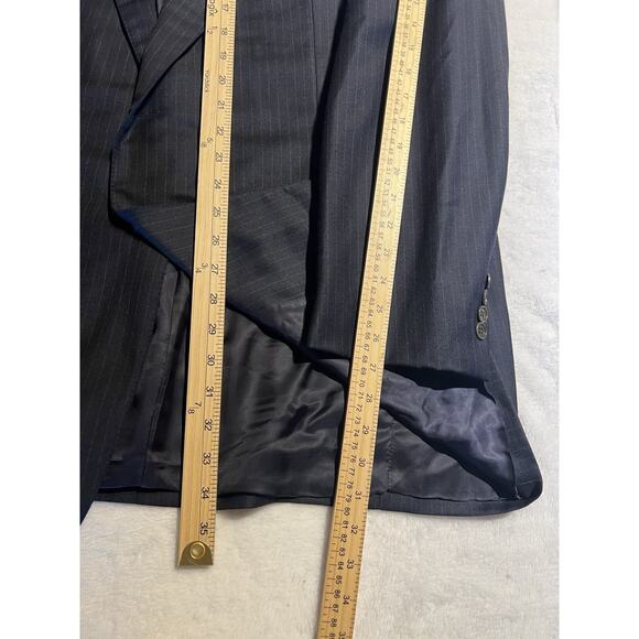 Ermenegildo Zegna Trofeo Mens 50L 38x30 Blue Tan Stripe Flannel Suit - Picture 13 of 16